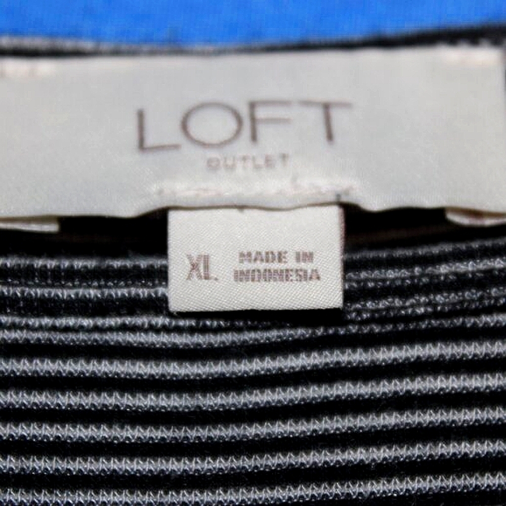 LOFT Outlet Striped Long Sleeve Shirt - Women's Size XL - Black & White Tunic - Picture 5 of 5